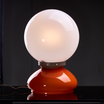 Flattened Orange Glass Lamp