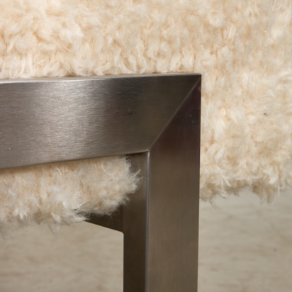 White Fur and Steel Bench