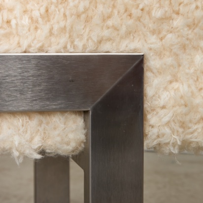 White Fur and Steel Bench