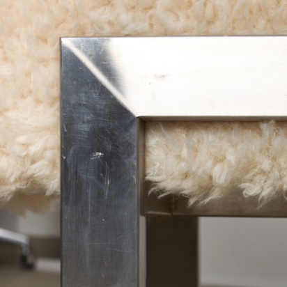 White Fur and Steel Bench