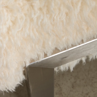 White Fur and Steel Bench