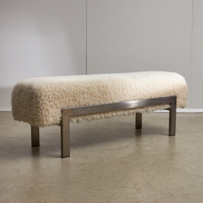 White Fur and Steel Bench