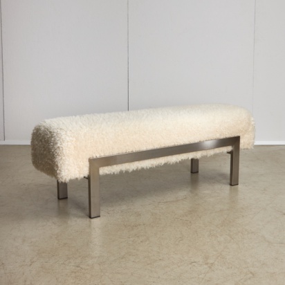 White Fur and Steel Bench