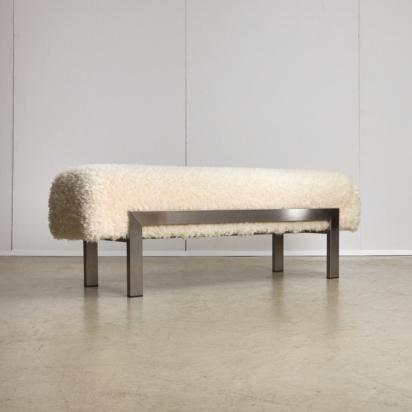 White Fur and Steel Bench