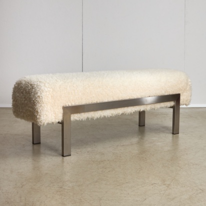 White Fur and Steel Bench