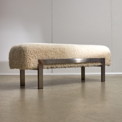 White Fur and Steel Bench