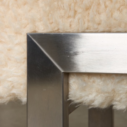 White Fur and Steel Bench