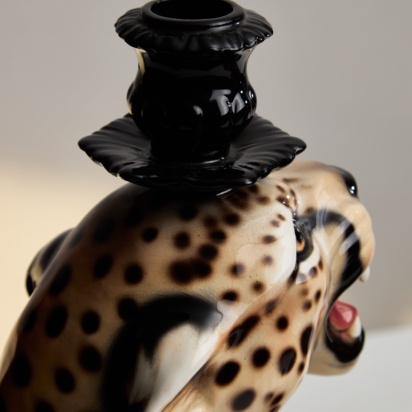 Cheetah Porcelain Candle Holder