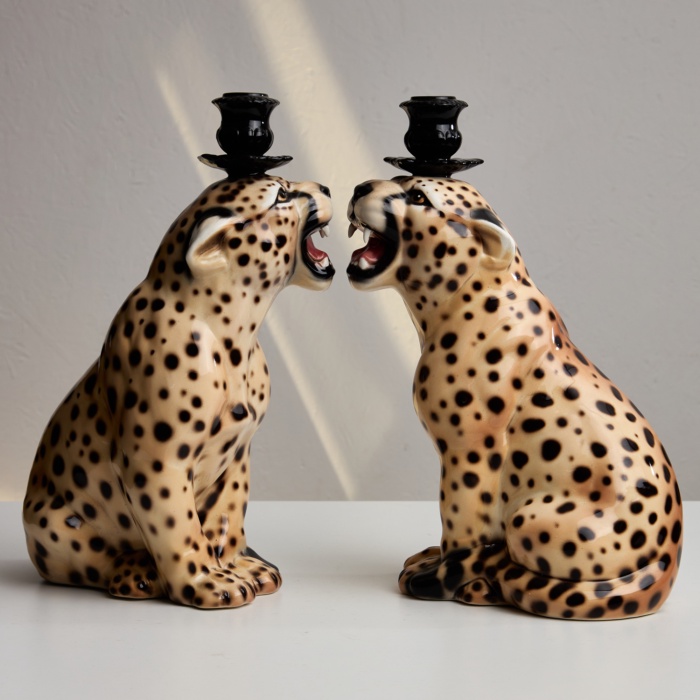 Cheetah Porcelain Candle Holder