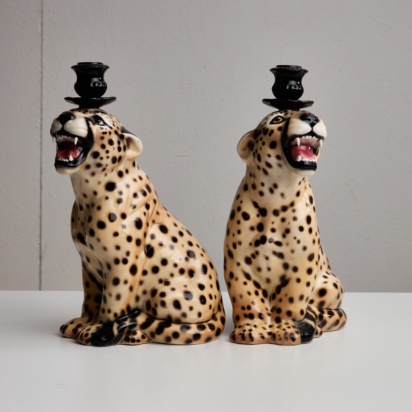 Cheetah Porcelain Candle Holder