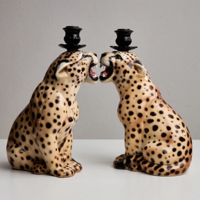 Cheetah Porcelain Candle Holder