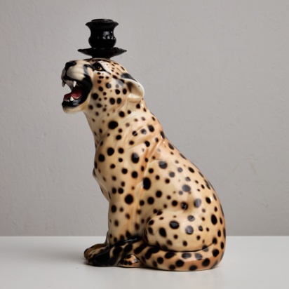 Cheetah Porcelain Candle Holder