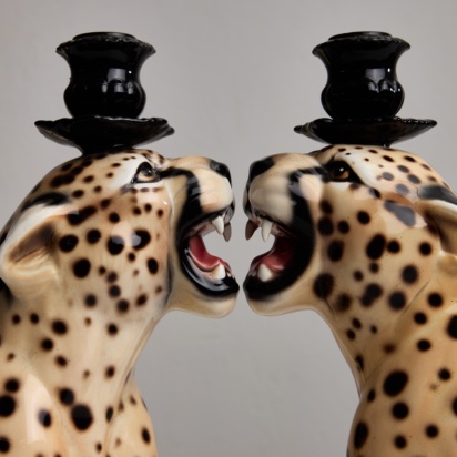 Cheetah Porcelain Candle Holder