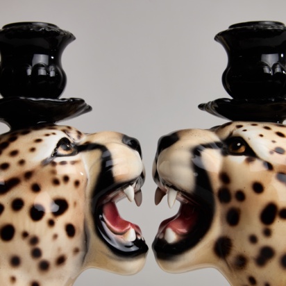 Cheetah Porcelain Candle Holder