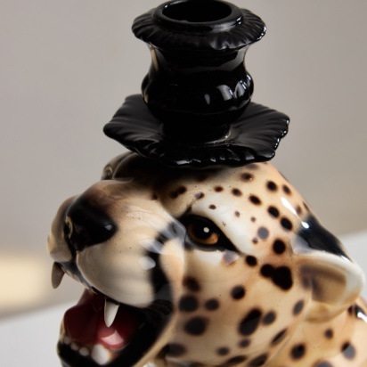 Cheetah Porcelain Candle Holder