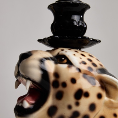 Cheetah Porcelain Candle Holder