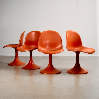 Set of Single-base Orange Chairs