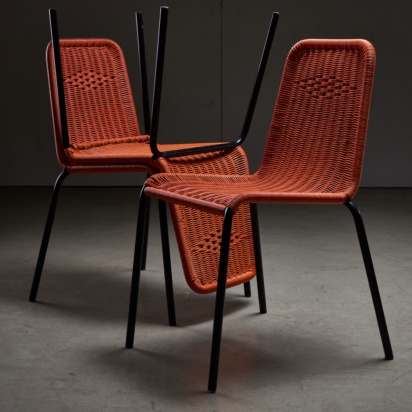 Orange Braided Outdoor Chair